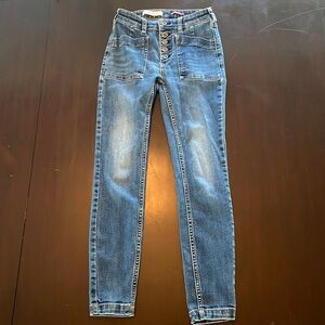 Anthropologie PILCRO High Waisted Button Skinny Jeans size 25